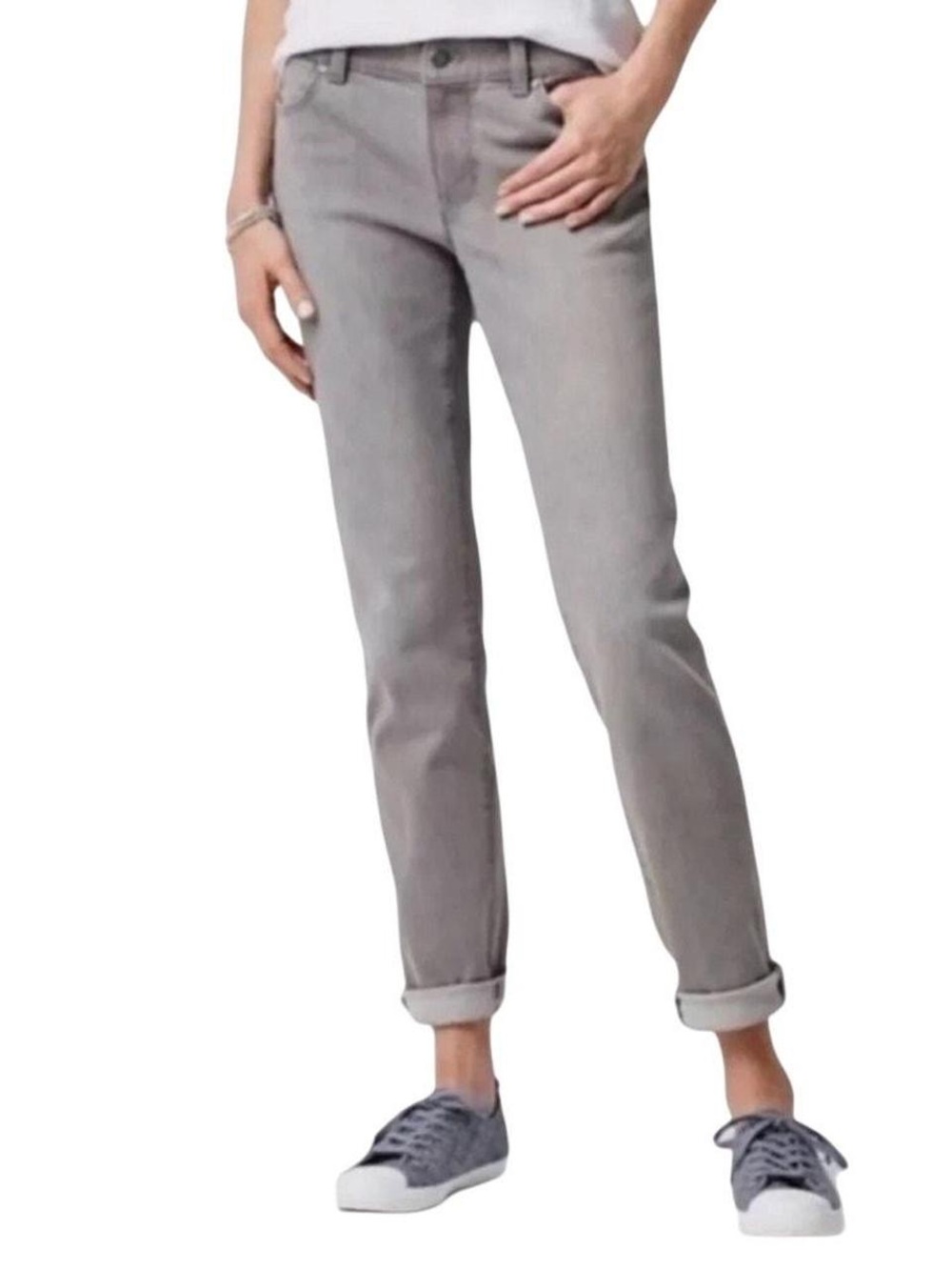 Talbots Flawless Five-Pocket Gray Wash Boyfriend Jeans